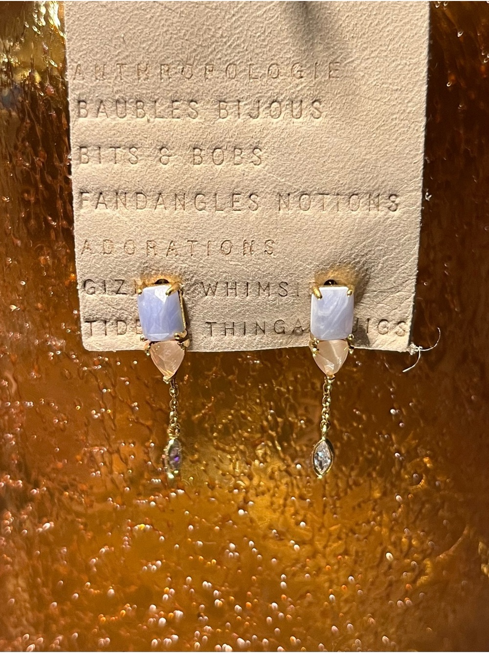 NEW Anthropologie Lavender & Blush Dangle Stone Earrings